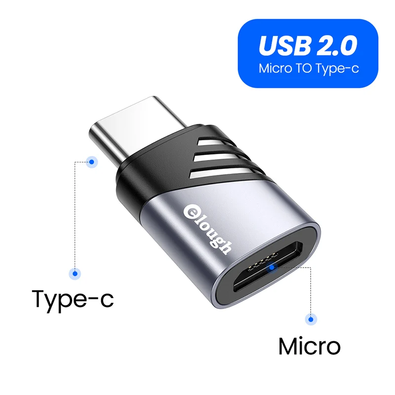 Elough USB 3.0 Type C OTG Adapter USB C Male To Micro USB Female Converter For Macbook Samsung Huawei Xiaomi Type C To USB OTG cell phone plug adapter Adapters & Converters