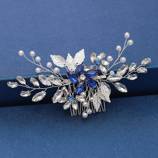 Silver Color Pearl Crystal Wedding Hair Combs Hair Accessories for Bridal Flower Headpiece Women Bride Hair ornaments Jewelry Silver