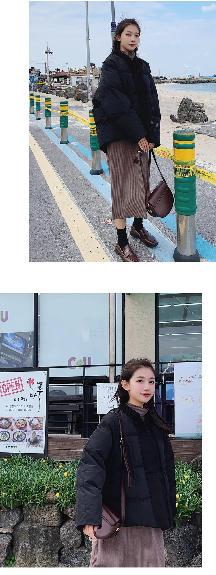 Autumn And Winter New Style Joint Long-sleeved White down Coat Women's Short Students BF Harajuku Wind Cotton-padded Clothe