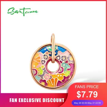 

SANTUZZA Silver Pendant for Women Genuine 100% 925 Sterling Silver Colorful Enamel Pendant Party Fashion Jewelry HANDMADE