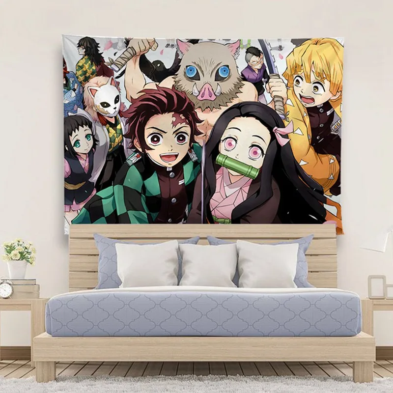 Демон убийца Kimetsu No Yaiba Kochou Shinobu гобелен искусство настенный диван стол кровать Чехол домашний декор в общежитии подарок