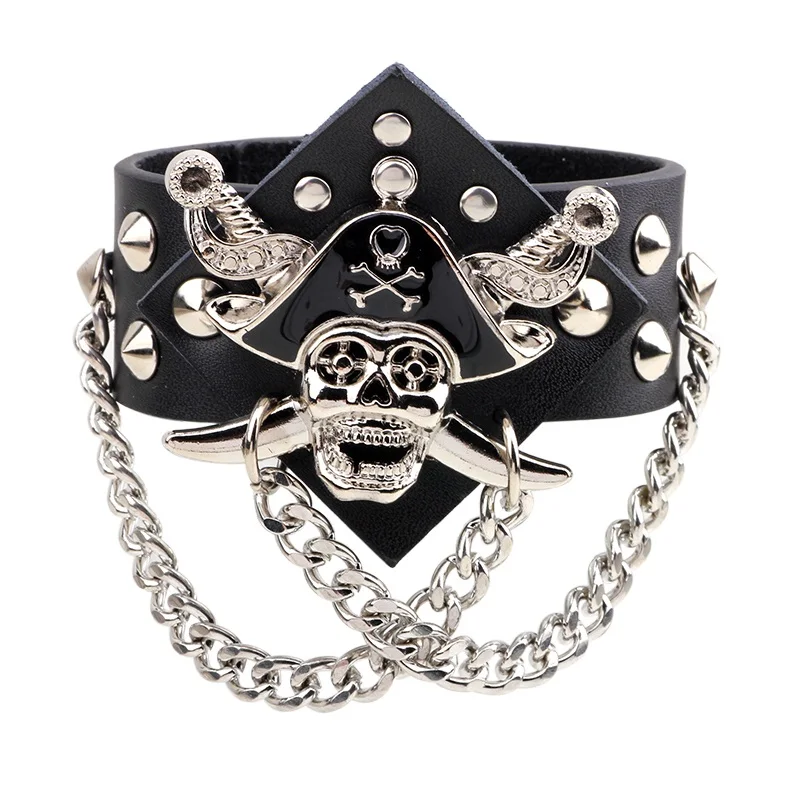 Men Leather Bracelet Rock Statement Skull Bracelets Bangles Gothic Style Personality Charm Jewelry bracelet jewelry leather bracelets