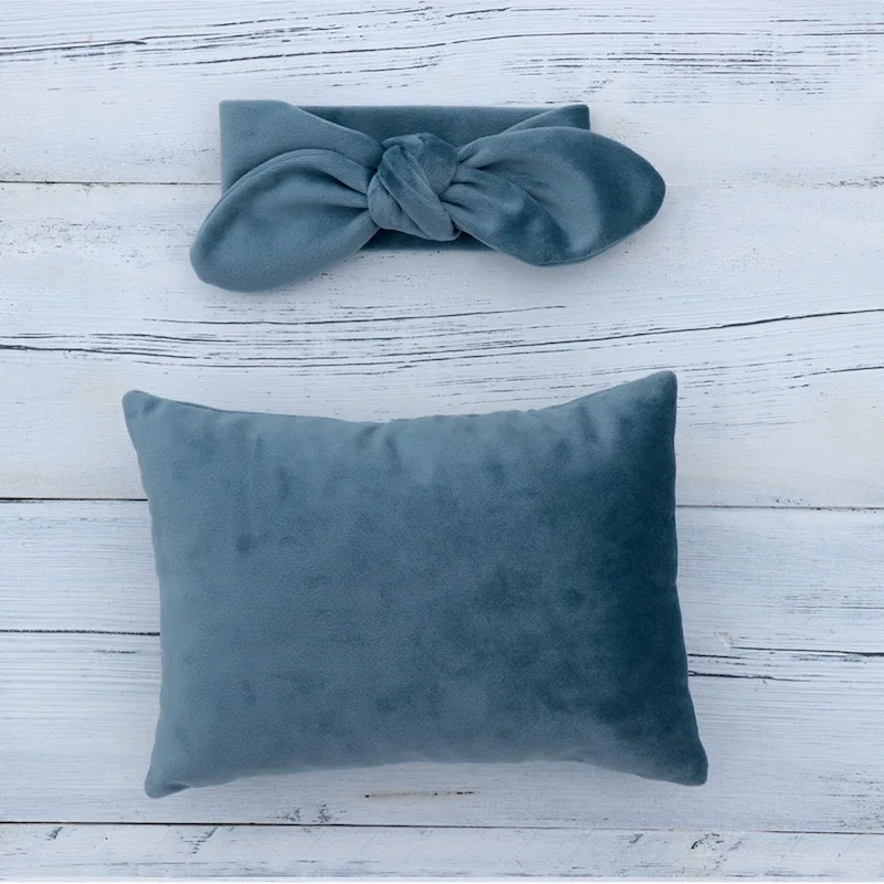 Newborn Baby Girl Photography Props Velvet Headband+Pillow Sets Infant fotografia Accessories Baby Photo Shoot Studio Props