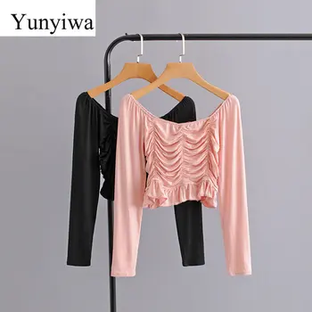 

Sexy Exposed Umbiled Top Thin Slim Bottom Womens Blouse Vintage Party Shirts Tops Clothing Blusas Mujer
