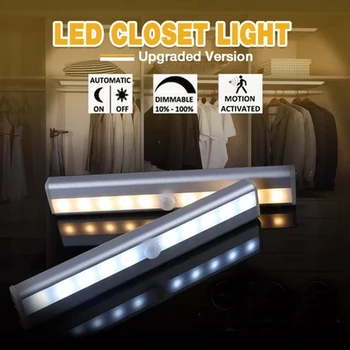 

LED Motion Sensor Light Cupboard Wardrobe Bed Lamp LED Under Cabinet Night Light For Closet Stairs Kitchen For Dropshipping