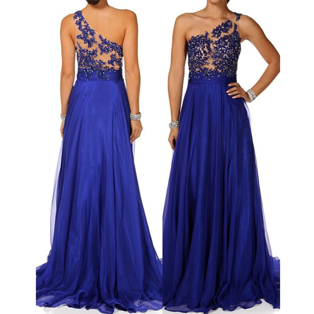 royal blue prom dresses 2020 lace appliques beading sequins crystal ...