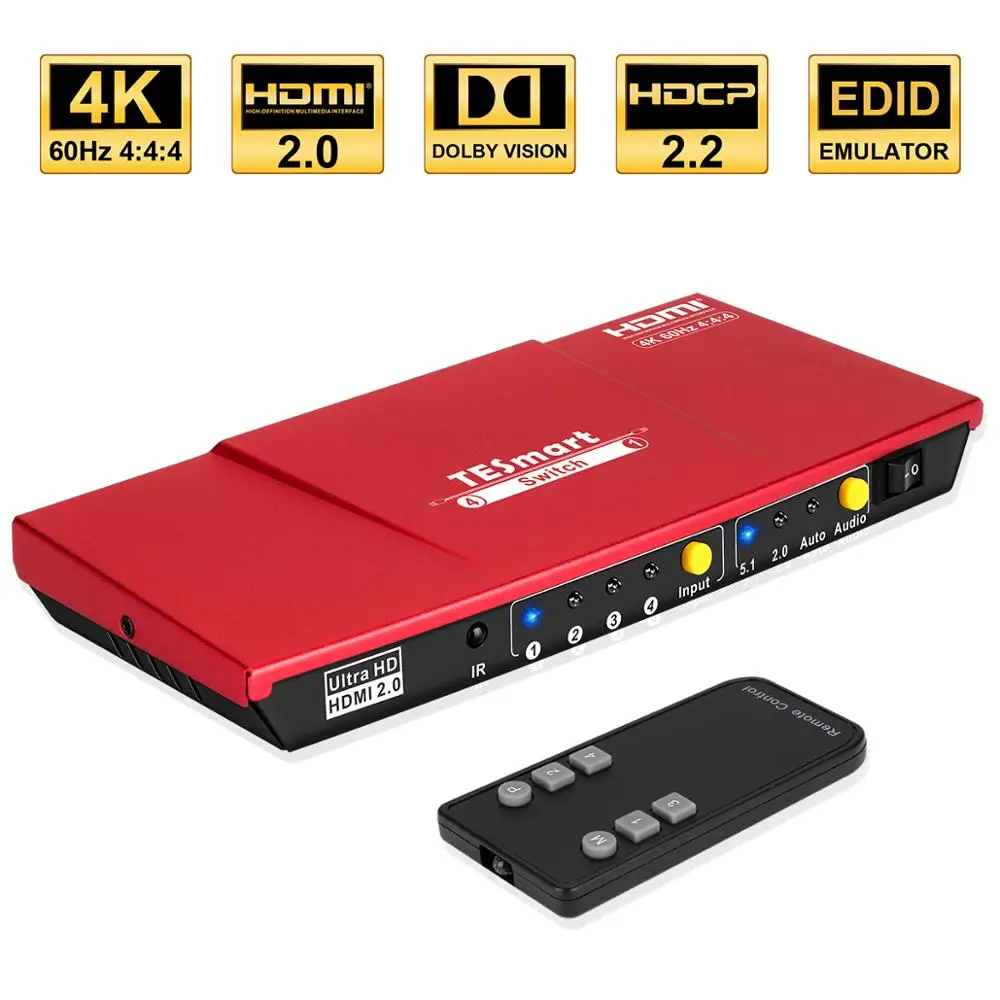 4x1 HDMI переключатель 4 k@ 60Hz 4 в 1 выход HDCP высокое качество с пультом дистанционного управления для HDTV Аудио Видео xbox DVD STB