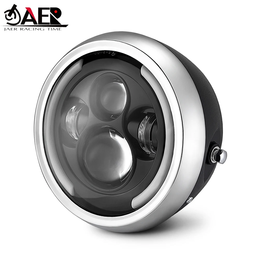 Farol da Motocicleta Drl com Anel de Anjo para Harley Jaer Redondo & lo Lâmpada Sportster Cafe Racer Bobber 7.5 Led oi
