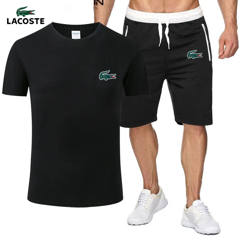 Lacoste- Fashion CasualLacoste- Tracksuit Men Sweat Suit Fashion Casual Men's Sets Mens Clothes Quick Drying T Shirt Short Pants