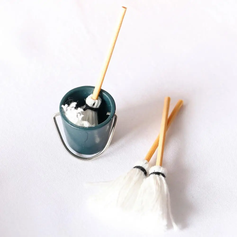 Miniature Life Simulation Bucket Mop Combination Dollhouse Decoration Accessory 6 Miniature Life Simulation Bucket Mop Combination Dollhouse Decoration Accessory 6