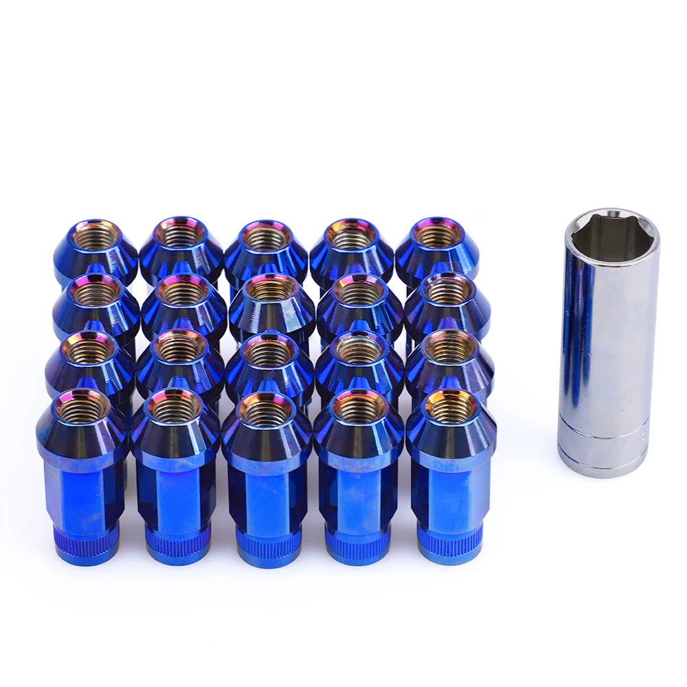 20 шт Bluing цвет M12 * 1 5 рифлёные гайки аксессуары JDM длина 50 мм 7075 T6 Алюминиевый