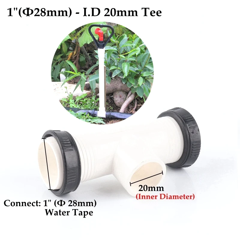 1In-I.D20mm Tee 1 шт. высокое качество орошение мягкий спрей лента соединитель для шланга трубы обход клапан теплица микро орошения трубки резьбовой разъем - Цвет: 1In-I.D20mm Tee