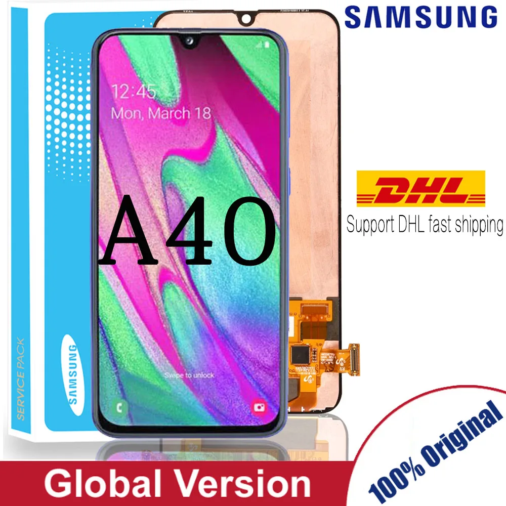 100% Super AMOLED для Samsung A40 LCD 2019 A405 ЖК-дисплей сенсорный экран дигитайзер в сборе с