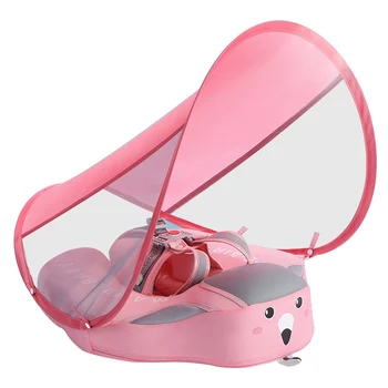 

Training Aids Bathing Toy Non Inflatable With Sunshade Infant Pool Water Sports Anti Flip Over Baby Swimming Ring Buoyancy