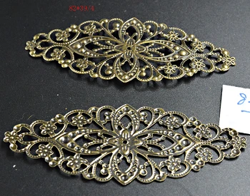 

FLTMRH 2pcs 82*39mm Gold/Bronze/Rhodium Plated Filigree Flower Wraps Connectors Charm Pendant For Necklace Jewelry Making F