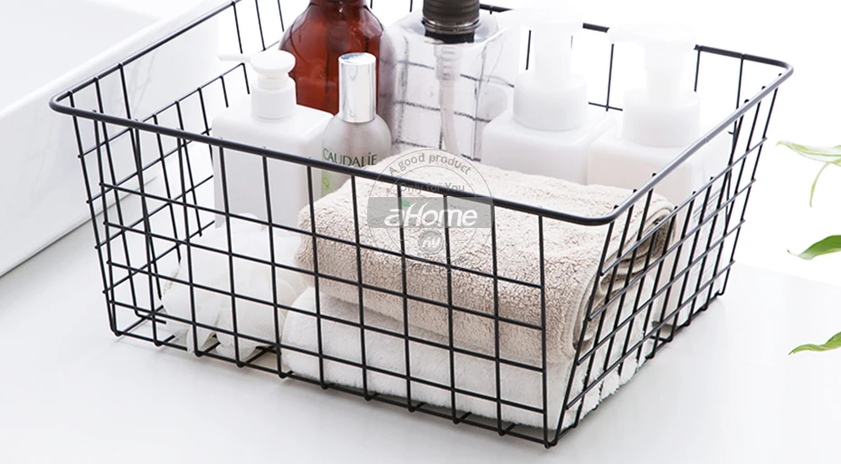 INS Iron Baskets House Organization Baskets for Sundries Cloth Cosmetics Bathroom organisier Kitchen Storage Rack