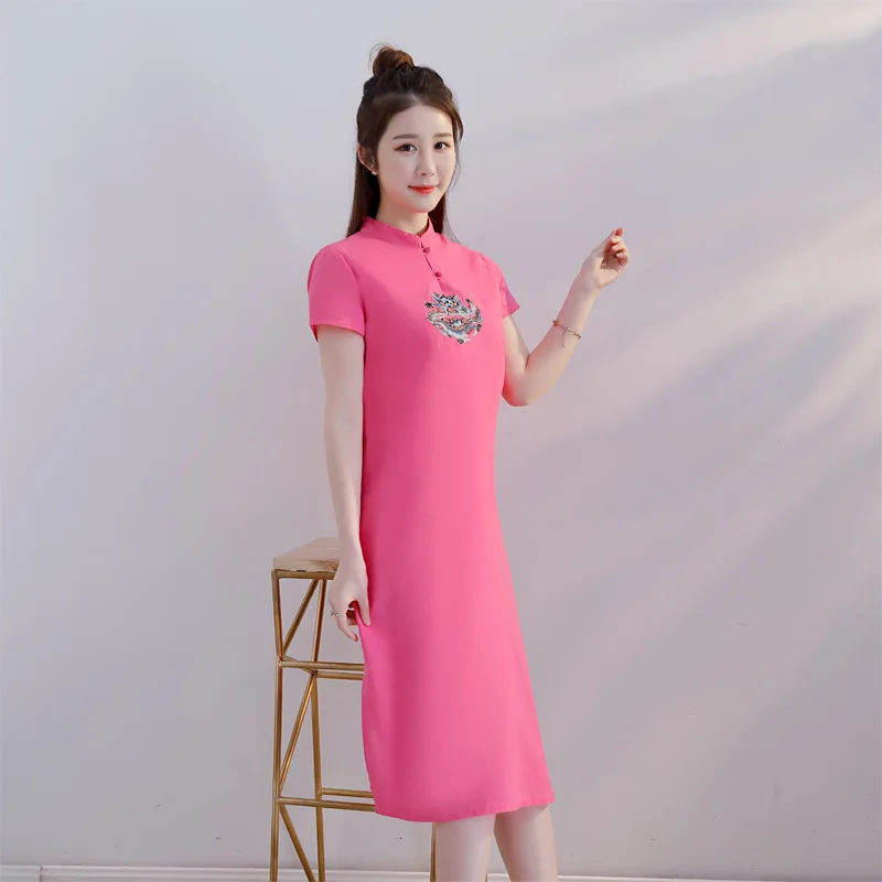 

2018 New Style Fashion Slim Fit Improved Cheongsam Chinese-style WOMEN'S Dress Nation Retro Cheongsam Dress