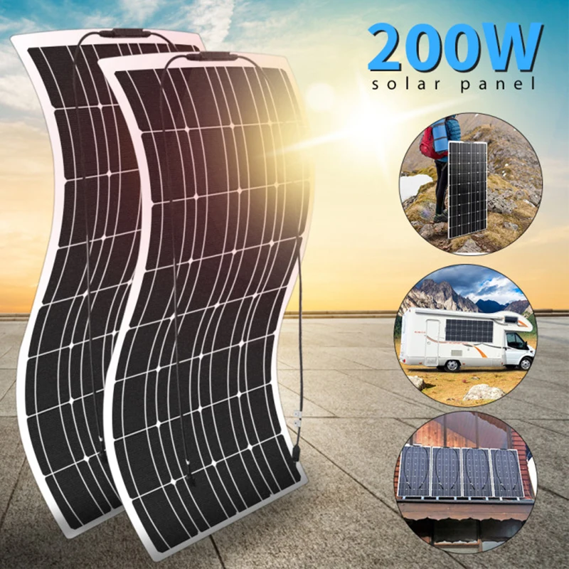 

Solar panel 100W real Monocrystalline silicon 36 Cells Module Battery charger for Home Camping hiking Boat RV Yacht waterproof