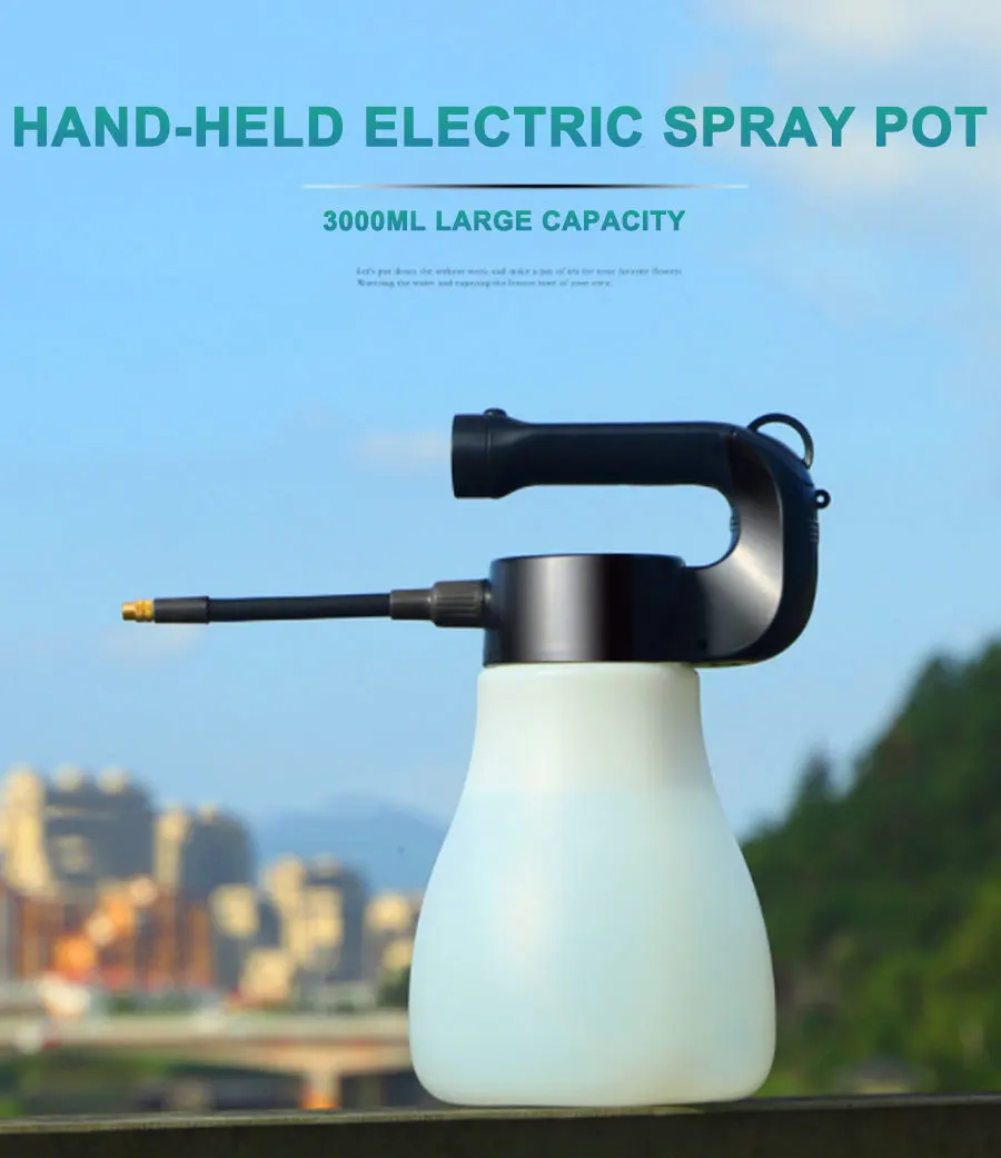 

Large Capacity Hand-held Sprayer Electric Portable 3L Sprinkler Pressure Spray Bottle Kettle Plant Flower Watering Tools