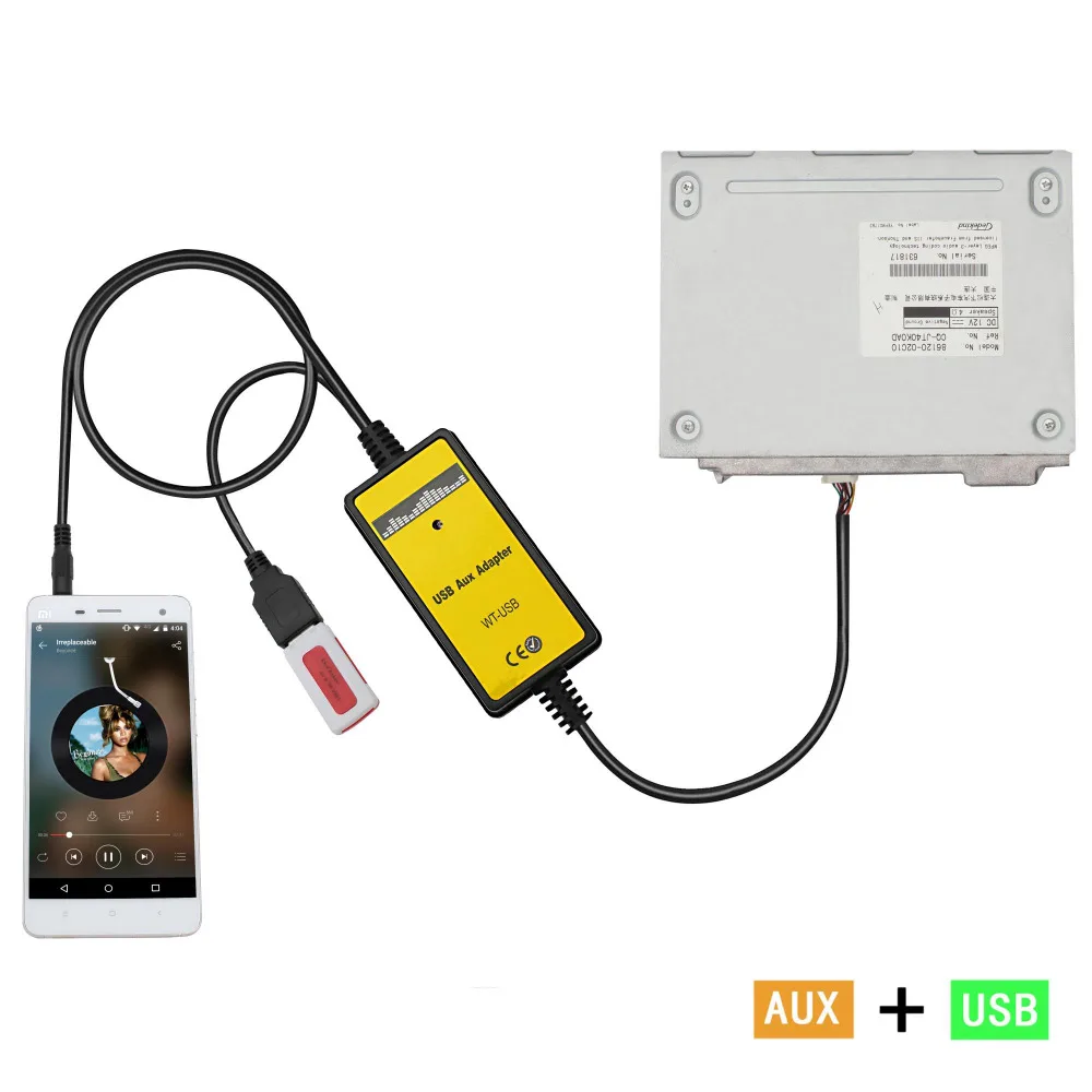 

Moonet Car MP3 USB AUX Adapter 3.5mm AUX Interface CD Changer for Toyota (6+6pin) Avensis RAV4 Auris Corolla Yaris QX005