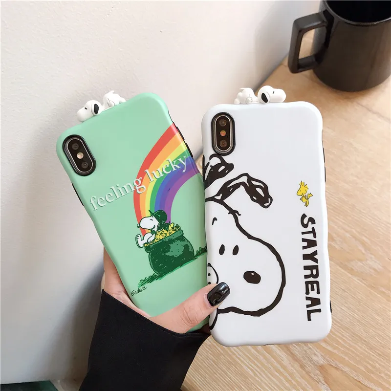 

3D Cartoon Cute Snoopy Fitted Mobile Phone Case Ultra Soft Silicone Anti Fall Cover For Iphone 6 7 8 S Plus X XR XS XSMAX