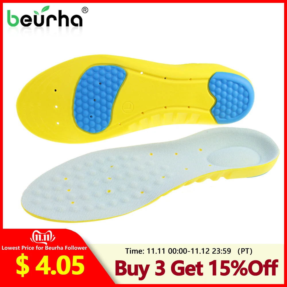 

Memory Foam Sport Insoles Sweat Absorption Pads Running Sport Shoe Inserts Breathable Insoles Foot Massage Men Women Size 35-45