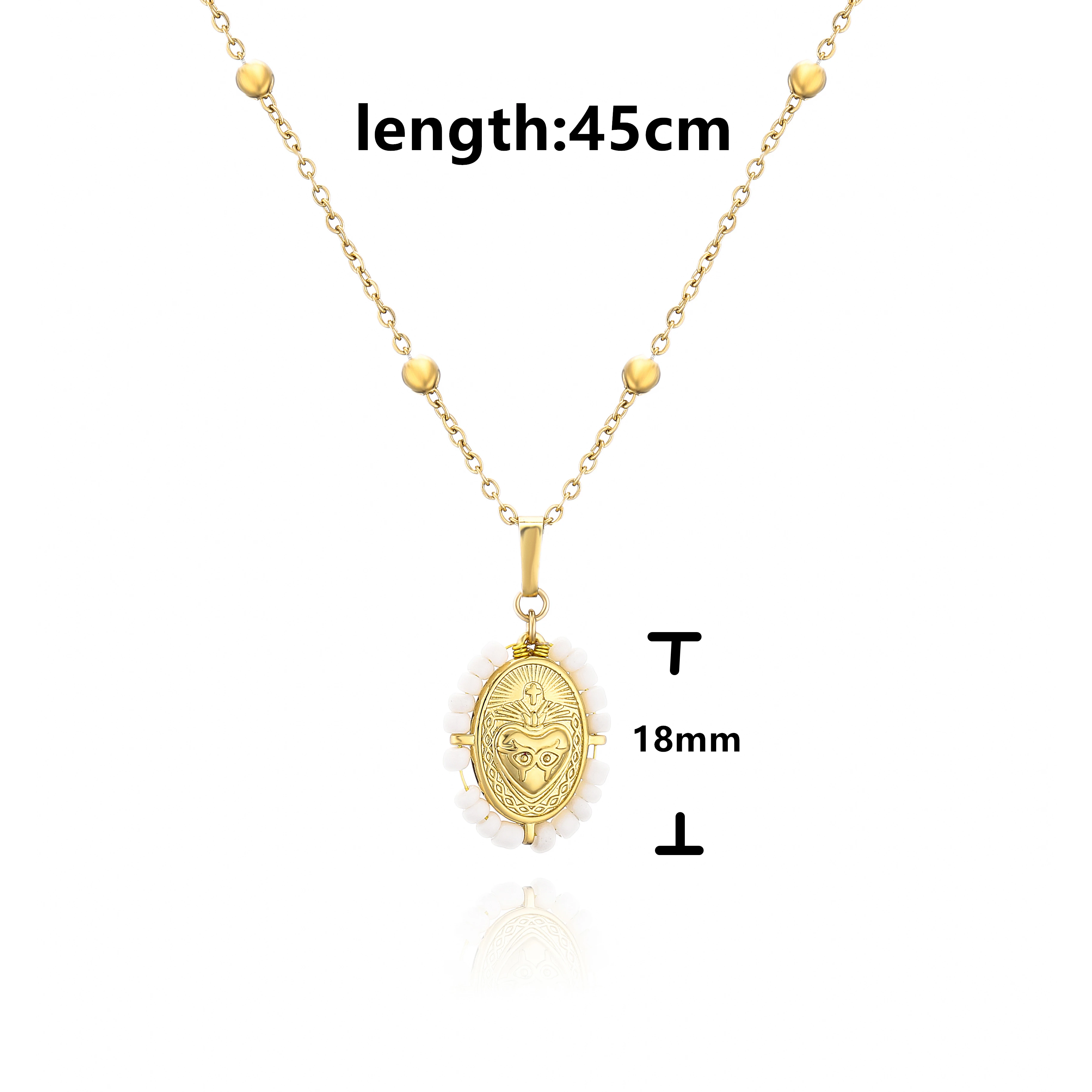 HECHENG-Collier Mère Coeur pour Femmes et Bol, Collier Acier Inoxydable Sacré-Cœur, Collier Perles Mutis Vingin Mary, Vente en Gros