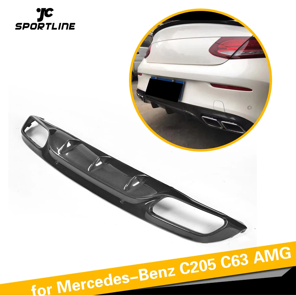 C Класс углеродного волокна задний бампер диффузор спойлер для Mercedes-Benz W205 C205 C63 AMG Coupe Кабриолет