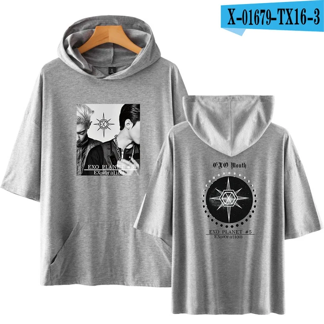 Exo Planet 5 Exploration Short Sleeve T Shirt Women Cotton Hip Hop Hooded T Shirt Women Men Couple Clothes Vetement Tee Shirt T Shirts Aliexpress