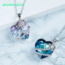 BOSCEN, ожерелье с подвеской для женщин, девушек, подарок на день Святого Валентина,, украшенное кристаллами Swarovski, сердечко, цветное
