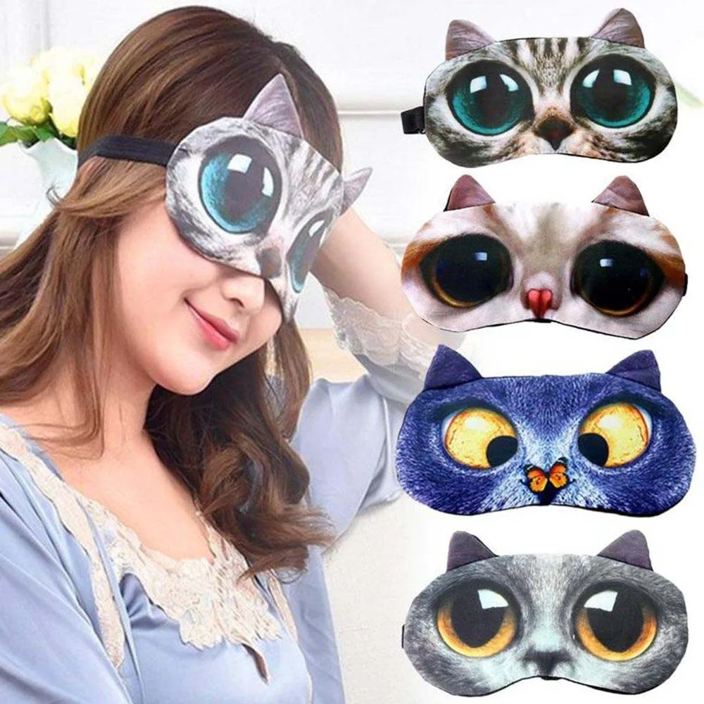 1PC 3D Cute Cat Sleep Mask Eye Eyeshade Cover Shade Natural Sleeping Patch Soft Portable Blindfold Travel Eyepatch | Красота и