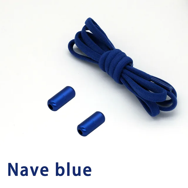 New Elastic Shoe Laces Round No Tie Shoelaces for Kids and Adult Shoelace for Sneakers Quick Lazy Laces Colorful Capsule Buckle Navy blue