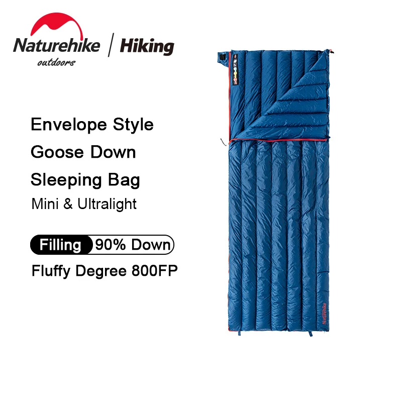 

Naturehike Sleeping Bag Goose Down 6/11°C Envelope Type Sleeping Bag Camping Outdoor Mini Ultralight Warm CWM400/CW280 800FP