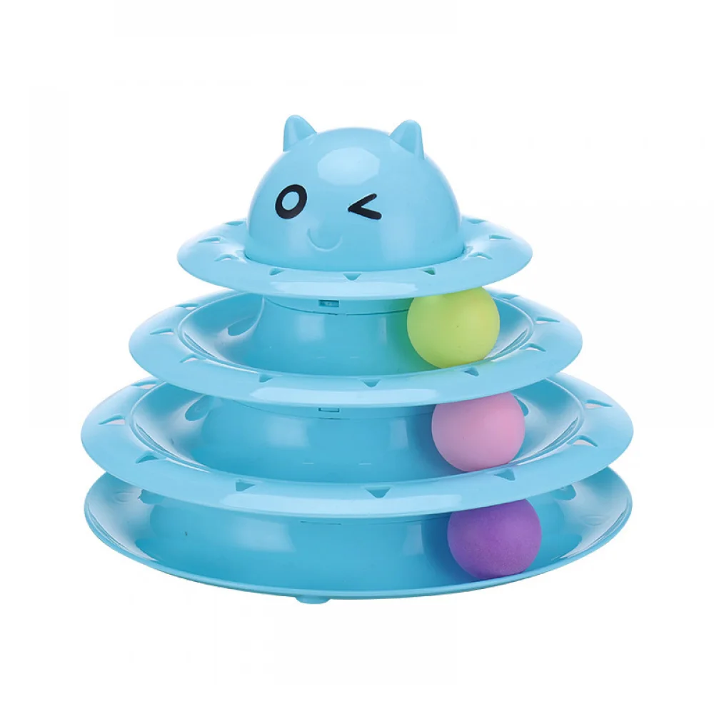 Игрушка для кошек мяч игрушка для домашних животных игрушки для кошек интеллект тройной игровой диск три башни треков вращающийся стол с мячом товары для животных 5