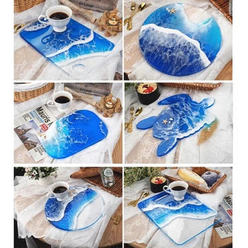 

Beach Turtle Whale Tray Resin Mold Round Rectangle Serving Tray Coaster Silicone Molds Epoxy Resin Tray Molds Craft Tool