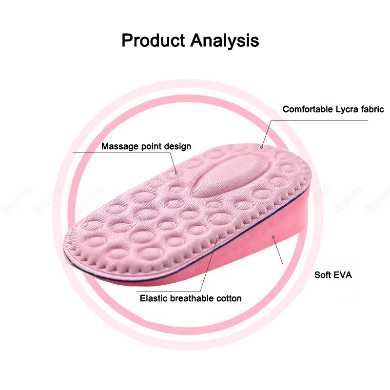 EVA Memory Foam Invisible Height Increased Insoles for Women Shoes Inner Sole Shoe Insert Lift Heel Comfort Heightening Insoles