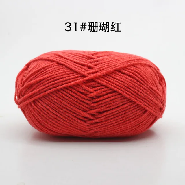 Hot Sale Multi Color Cotton Silk Knitting Yarn Soft Warm Baby Yarn for Hand Knitting thread Supplies 50g/lot No.31 Coral Red
