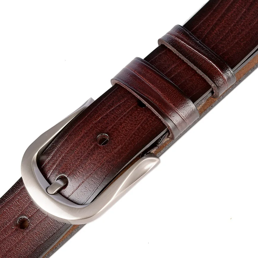 High-end Leisure Pin-button Men's Genuine Leather New Vintage Bark Pattern Pure Cowhide Men Belt Fashionable Trousers