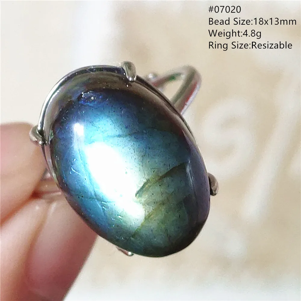 name necklace Genuine Natural Labradorite Blue Light Adjustable Ring 925 Sterling Silver Labradorite Oval Resizable Ring Jewelry AAAAAA gold necklace design