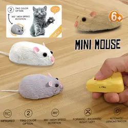 Игрушечная мышь беспроводная RC мышки для котов игрушки Электронное Дистанционное управление крыса высокоскоростное вращение Шутка