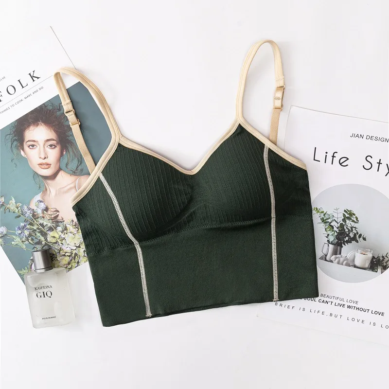 Women's Fashion Top Tube Top Bra Women's Cotton Underwear Seamless Breathable Bra Solid Color Ladies Soft Tank Up Sexy Lingerie