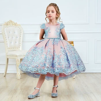

Girls Princess Kids Dresses for Girls Tutu Lace Flower Embroidered Ball Gown Baby Girls Clothes Children Wedding Party Dress