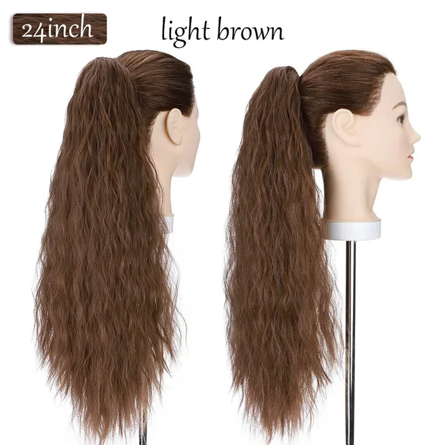 S-noilite Synthetic 12-26inch Claw Clip On Ponytail Hair Extension Ponytail Extension Hair For Women Pony Tail Hair Hairpiece light brown-new