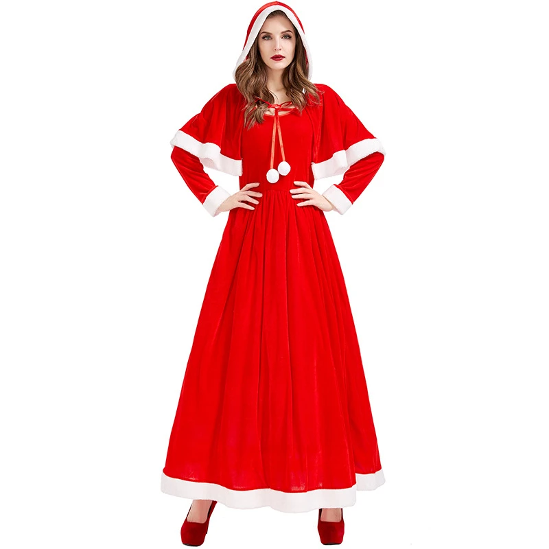 Miss Santa Outfit Adult Mrs Claus Christmas Costume Fancy Dress Xmas Red Dress 