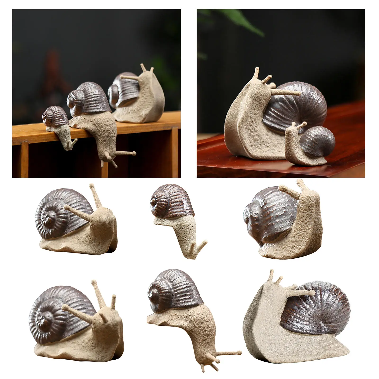DIY Landscaping Ceramic Miniature Snail Ornaments Bonsai Micro Landscape | Дом и сад