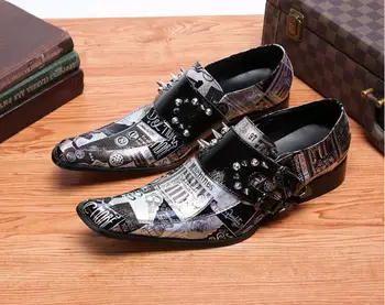 

Luxury men print dress shoes Formal leather shoes rivets Men oxfords designer leather shoes Sapato Social Masculino