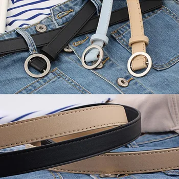 

Fashion Simple Solid Color Belt Circle Buckle No Pins Students Wild Waistband Adjustable Belt Women Clothes Accessories