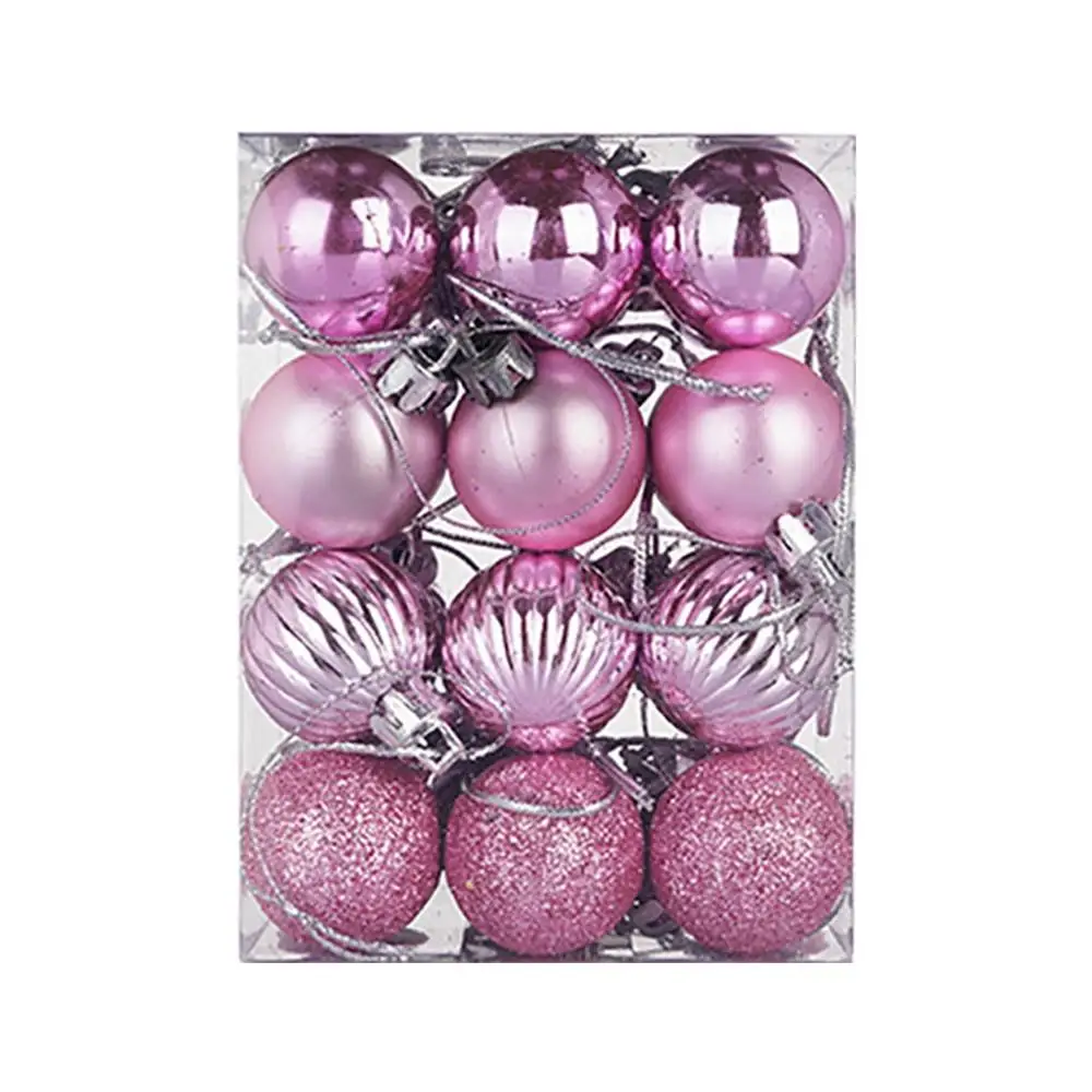 24pcs/lot 30mm Christmas Tree Decor Ball Bauble Hanging Xmas Party Ornament Decorations for Home Christmas Party Supplies&xs - Цвет: Pink