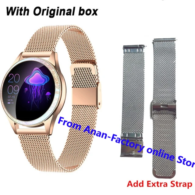 add extra strap KW20 Смарт часы для женщин IP68 Водонепроницаемые наручные часы сердечного ритма Bluetooth часы для женщин браслет, дамские часы VS KW10 Smartwatch - Цвет: add extra strap