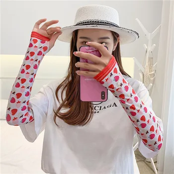 

New 2020 Cycling Arm Sleeve Summer Ice Printing Sleeve Cuff Cartoon Woman Travel Guard Decoration Gloves Stretch Warm Luvas
